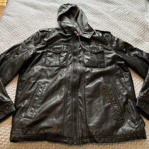 Levi’s Black Faux Leather Jacket and Hoodie Combo Size XL